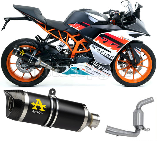 SCARICO COMPLETO OMOLOGATO OPEN ARROW THUNDER IN ALLUMINIO NERO CON FONDELLO IN CARBY COMPATIBILE CON KTM RC 390 15/16