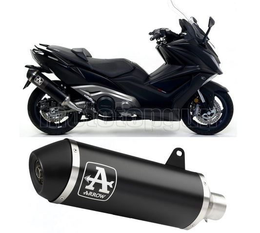 SCARICO OMOLOGATO ARROW URBAN IN ALLUMINIO NERO CON FONDELLO IN INOX NERO COMPATIBILE CON KYMCO AK 550 17/20