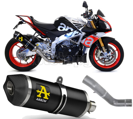 SCARICO COMPLETO OMOLOGATO OPEN ARROW RACE-TECH IN ALLUMINIO NERO CON FONDELLO IN CARBY COMPATIBILE CON APRILIA TUONO V4 1100 RR FACTORY 15/16
