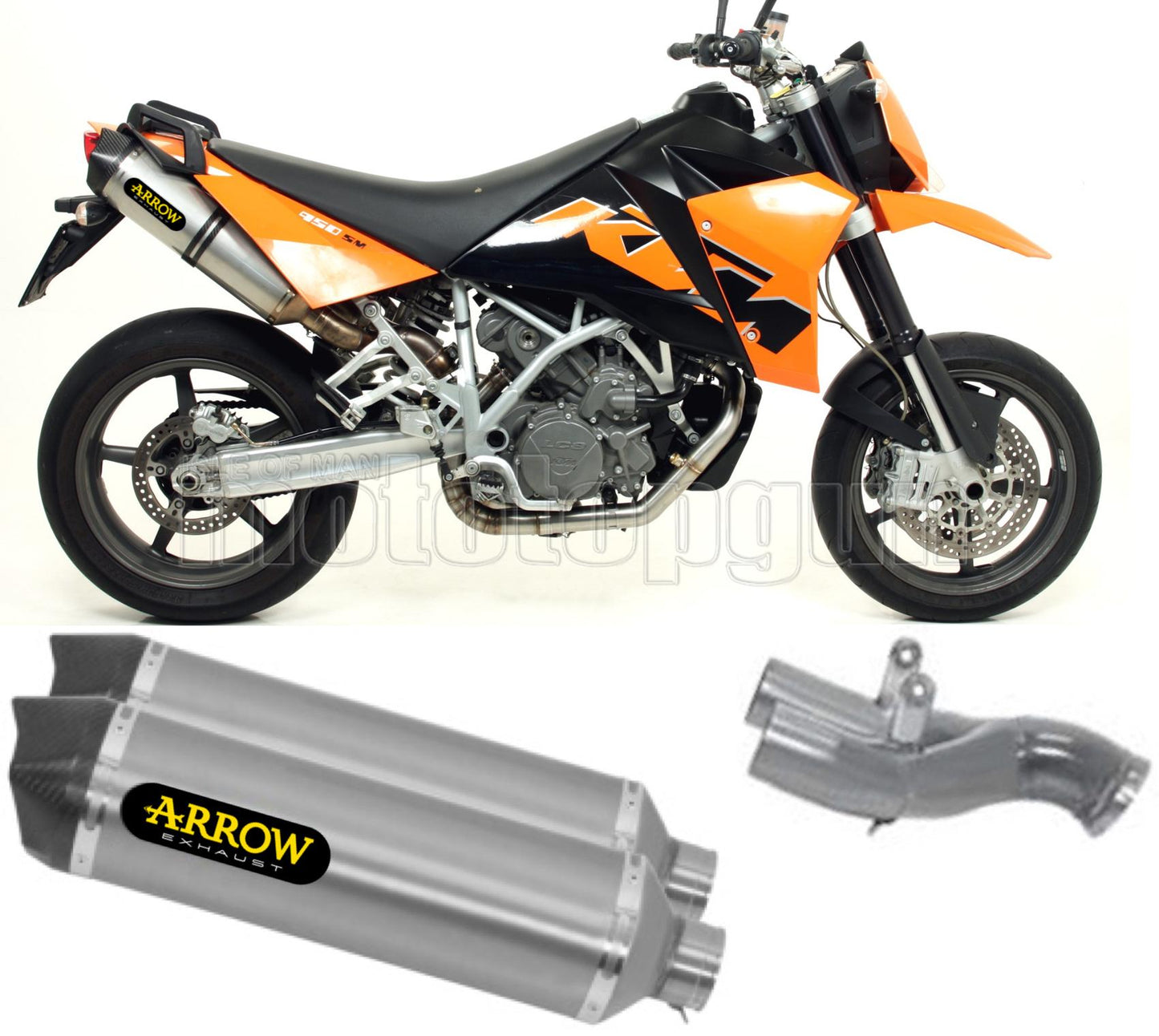 SCARICO OMOLOGATO ARROW RACE-TECH IN TITANIO CON FONDELLO IN CARBY COMPATIBILE CON KTM 950 SM 06/09
