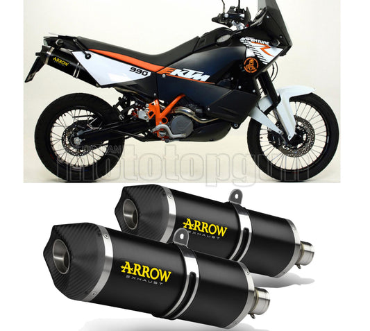 SCARICO COMPLETO OMOLOGATO OPEN ARROW RACE-TECH IN ALLUMINIO NERO CON FONDELLO IN CARBY COMPATIBILE CON KTM 990 ADVENTURE 06/14