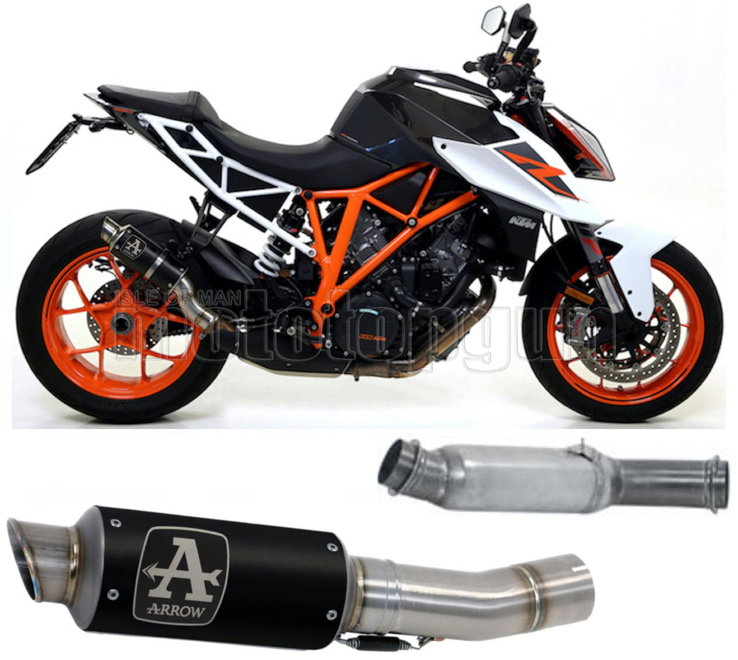 SCARICO COMPLETO OMOLOGATO CATALIZZATO ARROW GP2 GP-2 IN NICHROM NERO CON FONDELLO IN INOX COMPATIBILE CON KTM 1290 SUPERDUKE 17/19