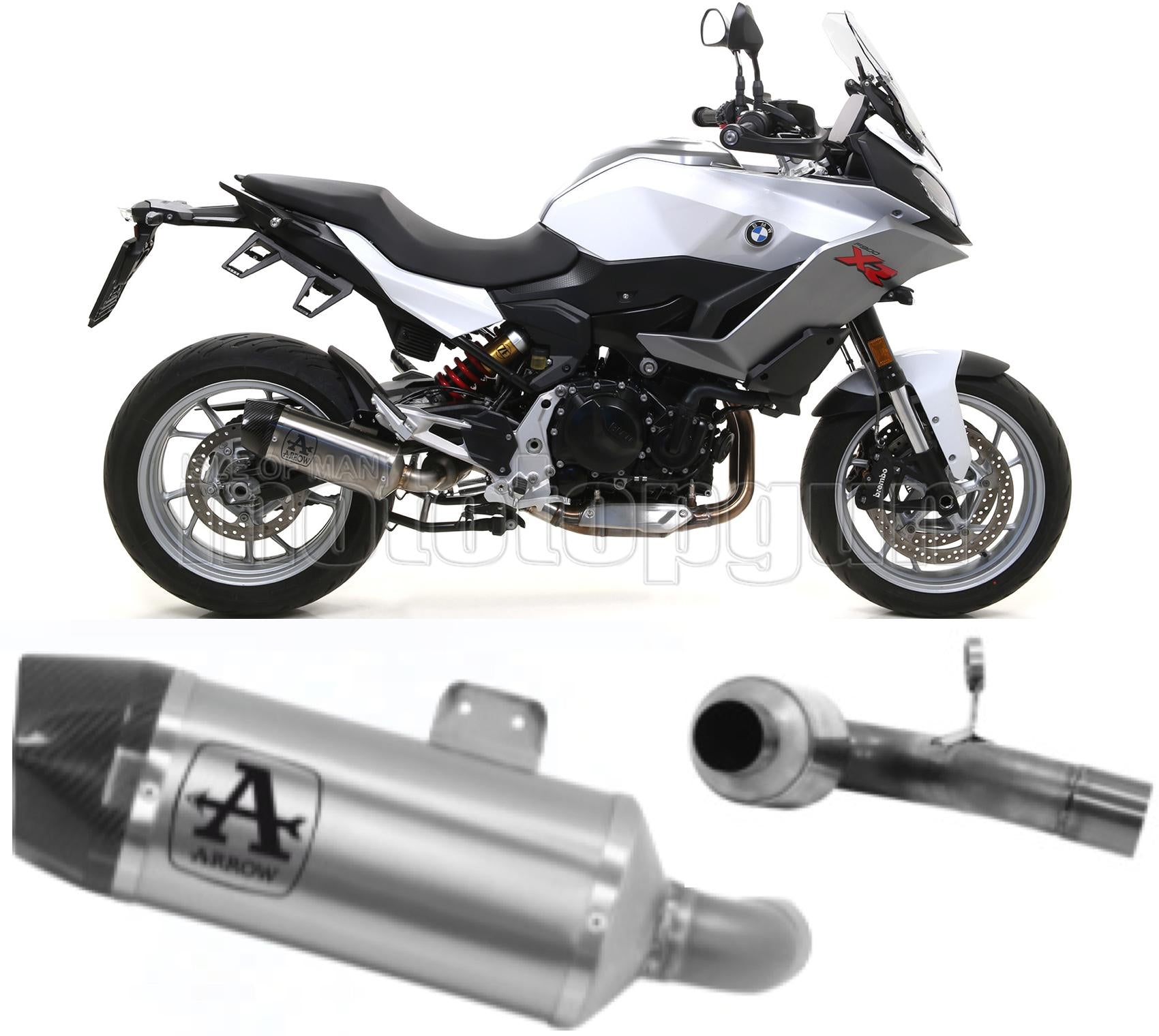 SCARICO OMOLOGATO OPEN ARROW INDY-RACE IN ALLUMINIO CON FONDELLO IN CARBY COMPATIBILE CON BMW F900 F-900 R 20/23