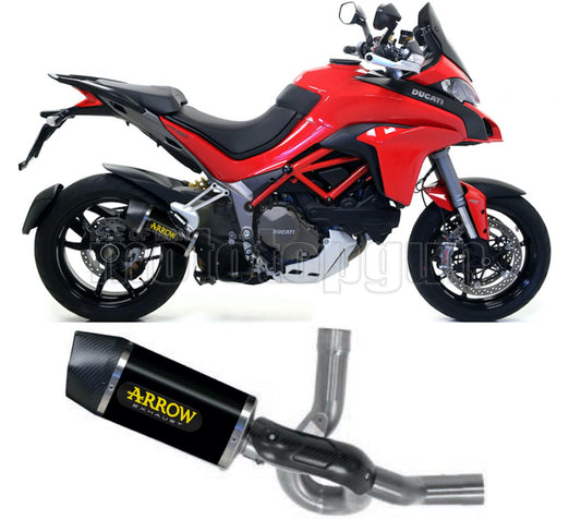 SCARICO OMOLOGATO CATALIZZATO ARROW INDY-RACE IN ALLUMINIO NERO CON FONDELLO IN CARBY COMPATIBILE CON DUCATI MULTISTRADA 1260 18/20