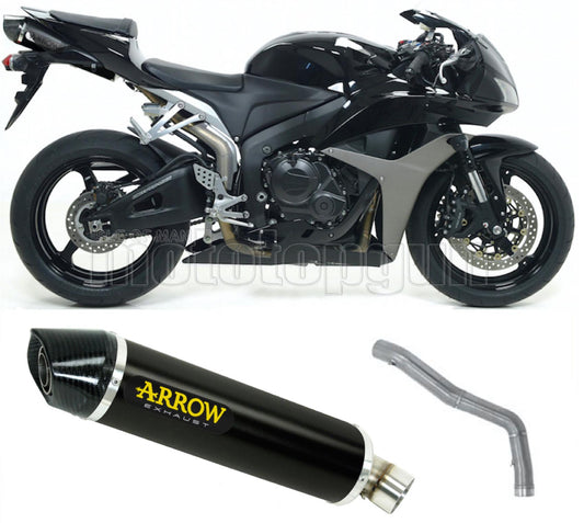 SCARICO COMPLETO OMOLOGATO OPEN ARROW INDY-RACE IN ALLUMINIO NERO CON FONDELLO IN CARBY COMPATIBILE CON HONDA CBR 600 RR 07/08