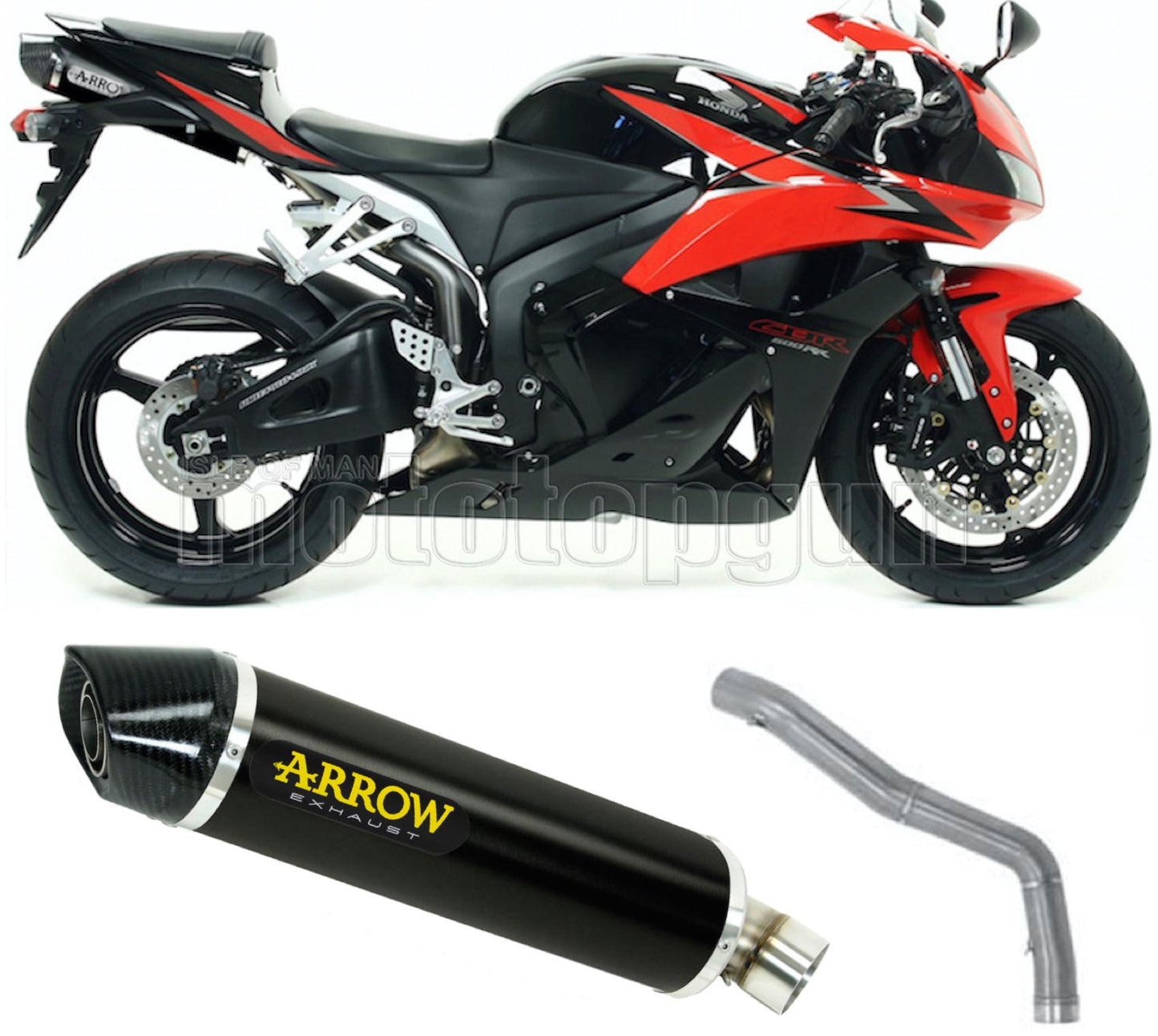 SCARICO COMPLETO OMOLOGATO OPEN ARROW INDY-RACE IN ALLUMINIO NERO CON FONDELLO IN CARBY COMPATIBILE CON HONDA CBR 600 RR 09/12