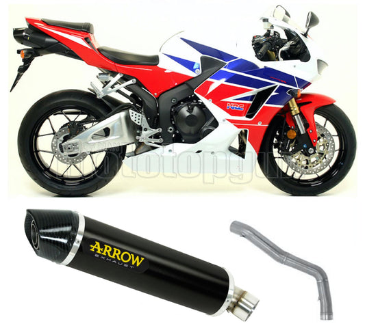 SCARICO COMPLETO OMOLOGATO OPEN ARROW INDY-RACE IN ALLUMINIO NERO CON FONDELLO IN CARBY COMPATIBILE CON HONDA CBR 600 RR 13/16