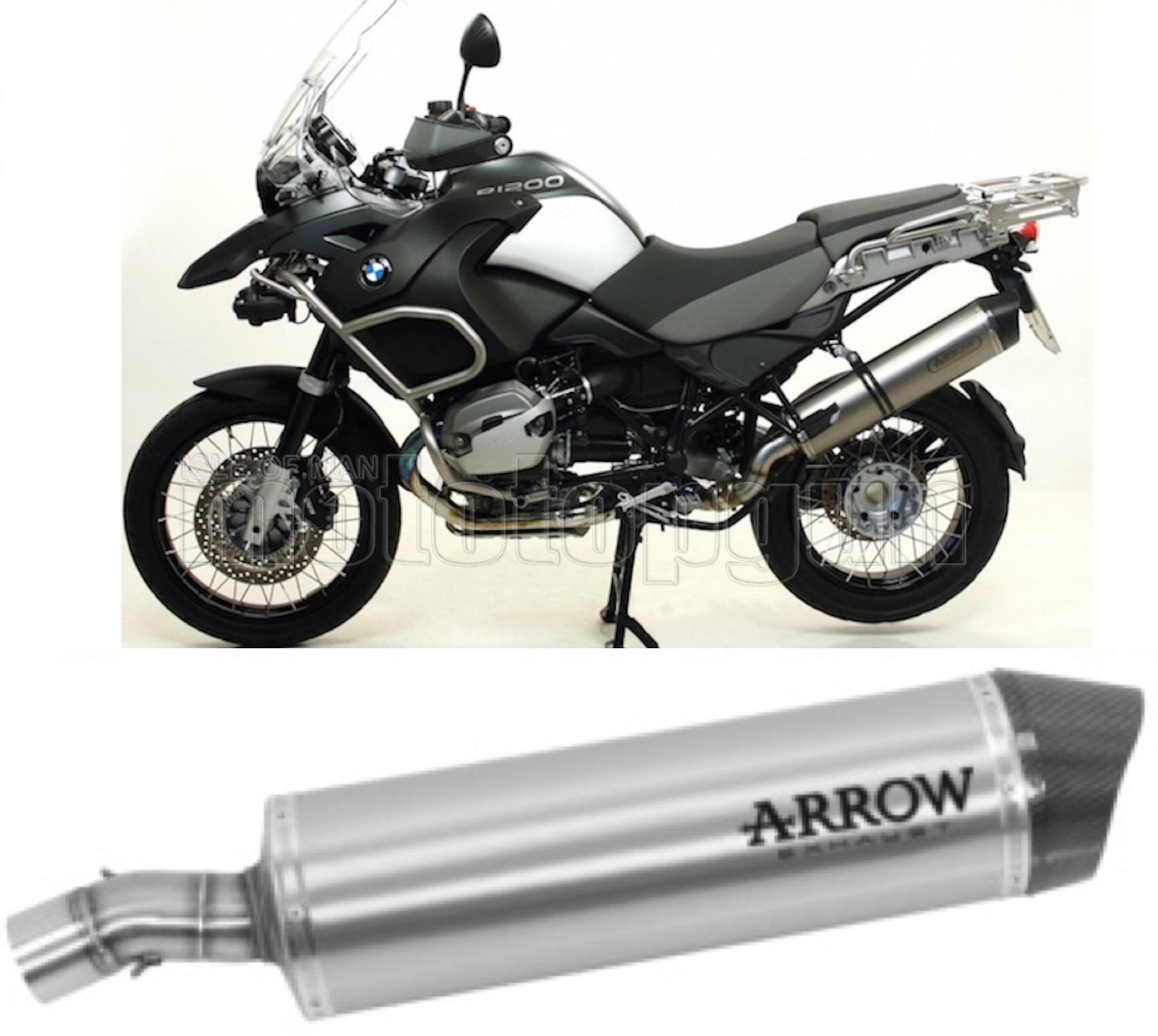 SCARICO COMPLETO OMOLOGATO OPEN BASSO ARROW MAXI RACE-TECH IN ALLUMINIO CON FONDELLO IN CARBY COMPATIBILE CON BMW R1200 R-1200 GS 10/12