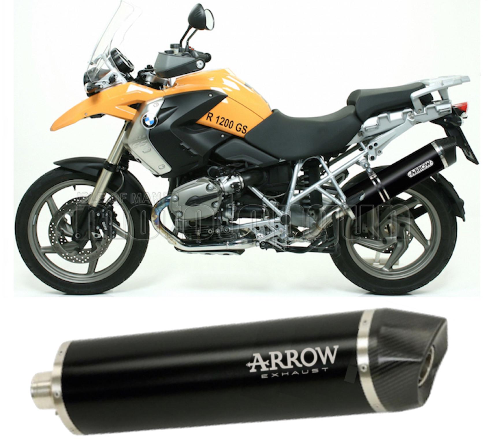 SCARICO COMPLETO OMOLOGATO OPEN BASSO ARROW MAXI RACE-TECH IN ALLUMINIO NERO CON FONDELLO IN CARBY COMPATIBILE CON BMW R1200 R-1200 GS 06/09