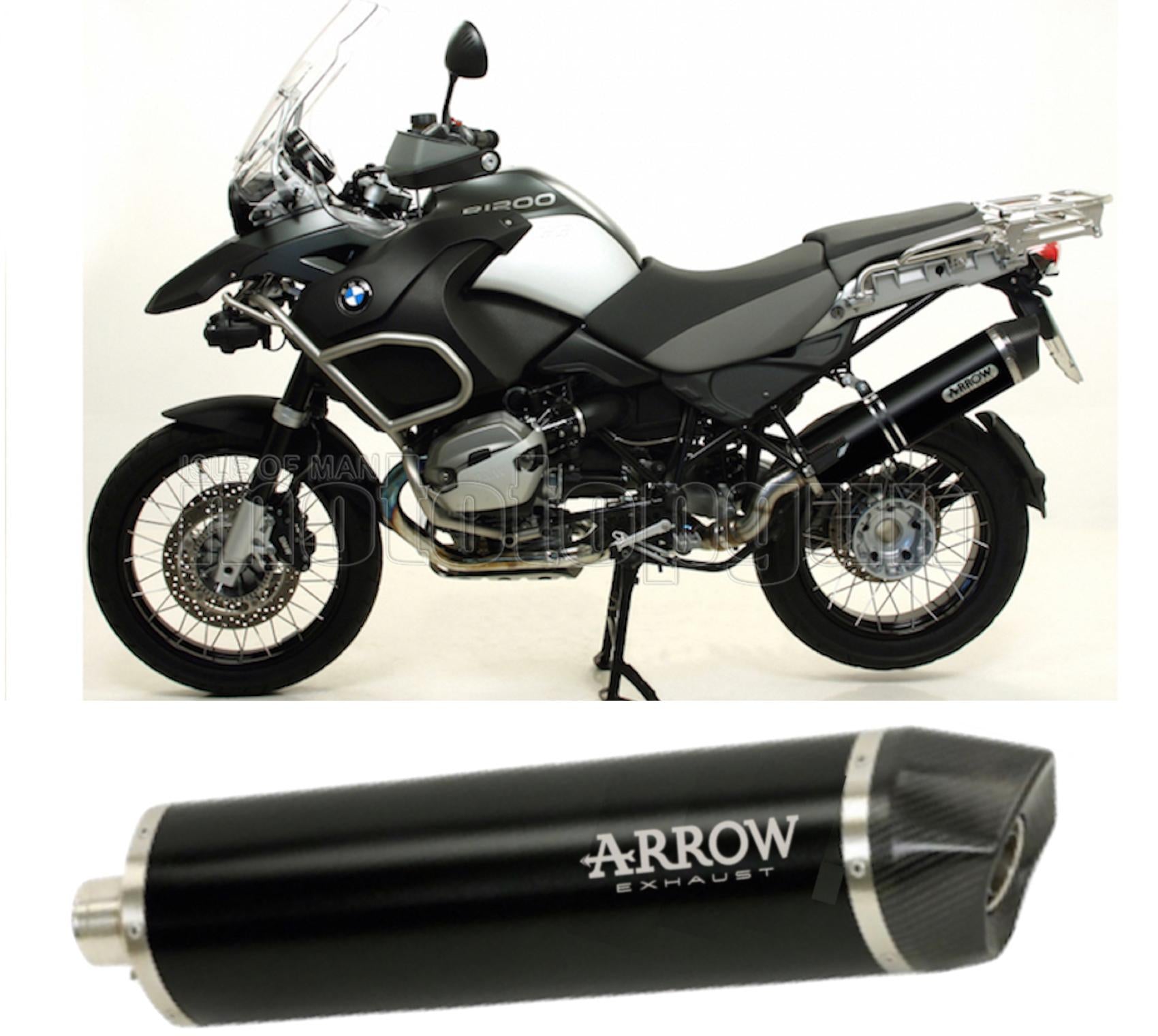 SCARICO COMPLETO OMOLOGATO OPEN BASSO ARROW MAXI RACE-TECH IN ALLUMINIO NERO CON FONDELLO IN CARBY COMPATIBILE CON BMW R1200 R-1200 GS 10/12