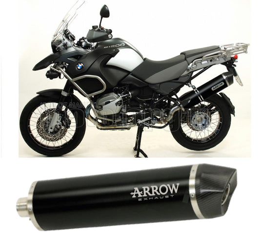 SCARICO COMPLETO OMOLOGATO OPEN BASSO ARROW MAXI RACE-TECH IN ALLUMINIO NERO CON FONDELLO IN CARBY COMPATIBILE CON BMW R1200 R-1200 GS 10/12