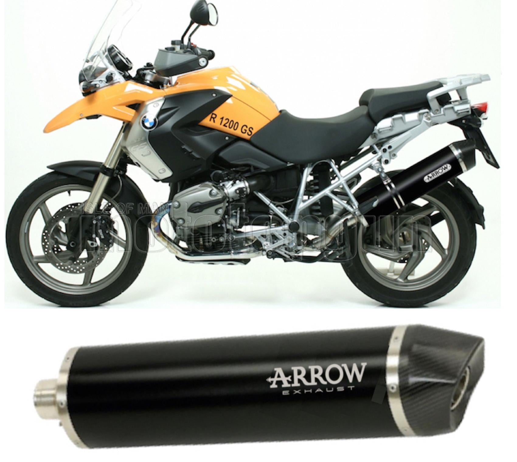 SCARICO COMPLETO OMOLOGATO OPEN BASSO ARROW MAXI RACE-TECH IN ALLUMINIO NERO CON FONDELLO IN CARBY COMPATIBILE CON BMW R1200 R-1200 GS ADVENTURE 06/09