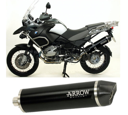 SCARICO COMPLETO OMOLOGATO OPEN BASSO ARROW MAXI RACE-TECH IN ALLUMINIO NERO CON FONDELLO IN CARBY COMPATIBILE CON BMW R1200 R-1200 GS ADVENTURE 10/12