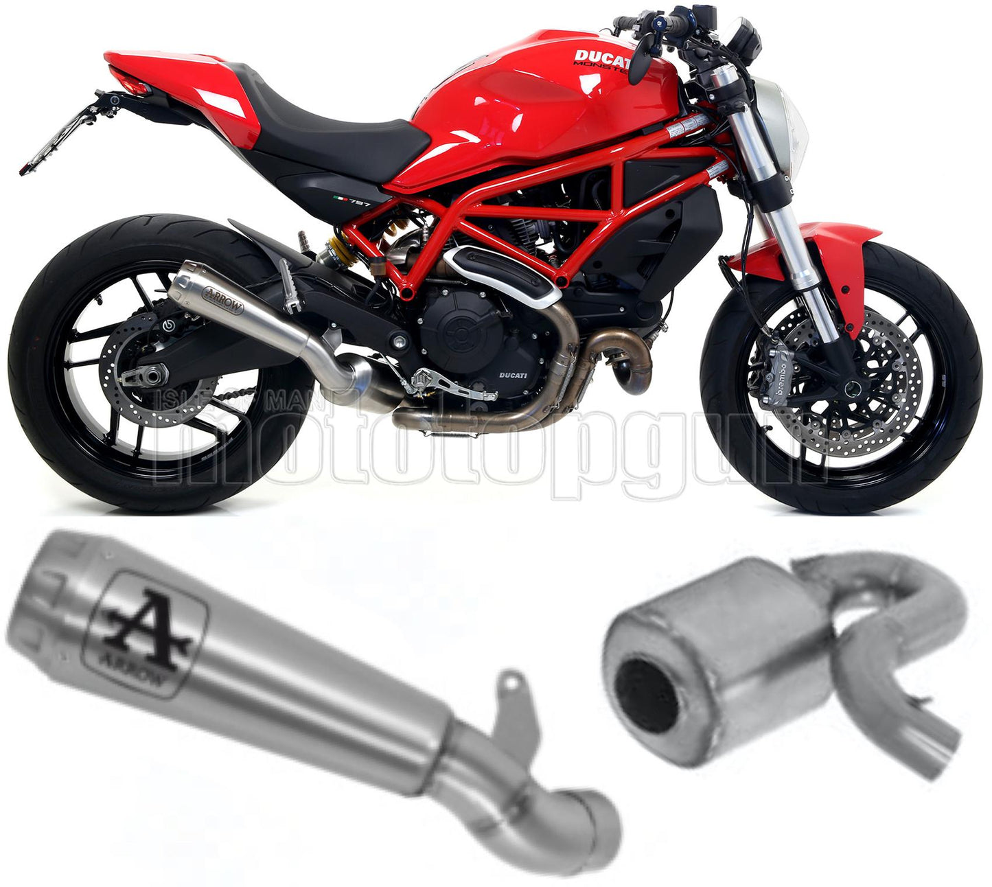 SCARICO OMOLOGATO ARROW PRO-RACE IN NICHROM CON FONDELLO IN INOX COMPATIBILE CON DUCATI MONSTER 797 17/18