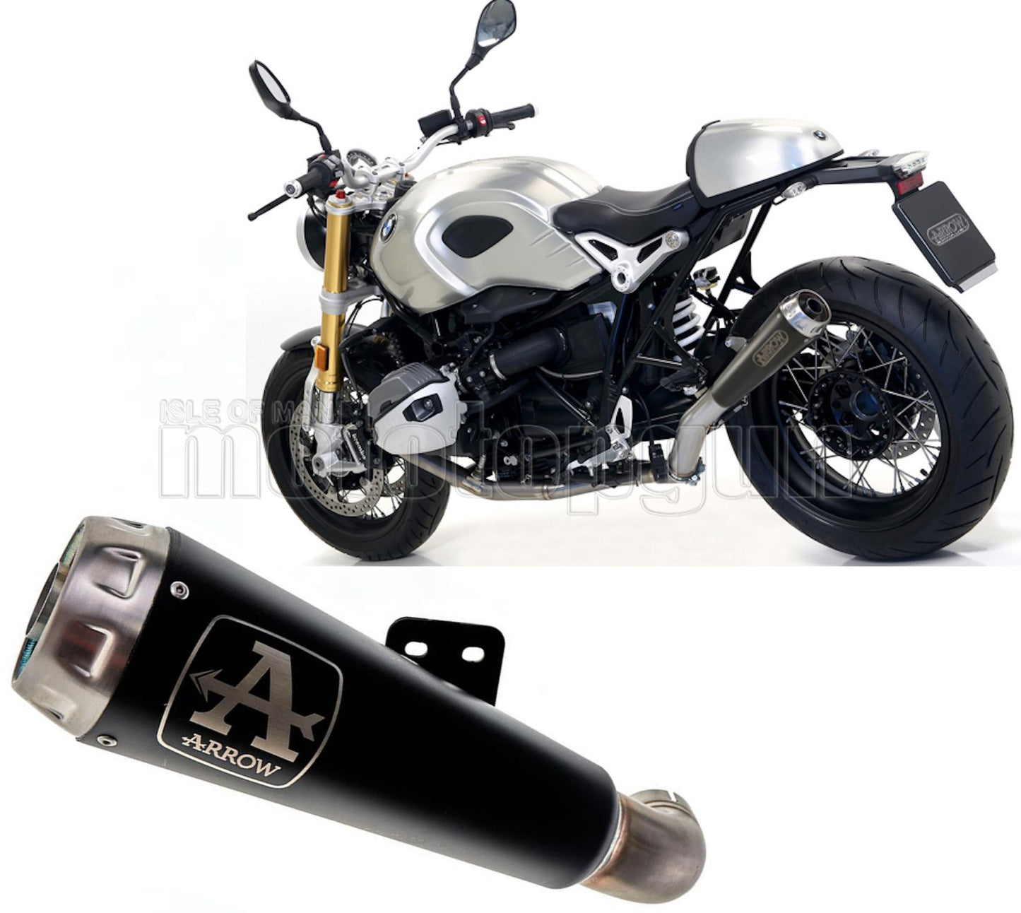 SCARICO COMPLETO OMOLOGATO CATALIZZATO ARROW PRO-RACE IN NICHROM NERO CON FONDELLO IN INOX COMPATIBILE CON BMW R NINE T 17/19