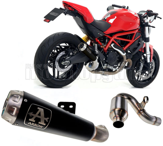 SCARICO OMOLOGATO ARROW PRO-RACE IN NICHROM NERO CON FONDELLO IN INOX COMPATIBILE CON DUCATI MONSTER 797 17/18