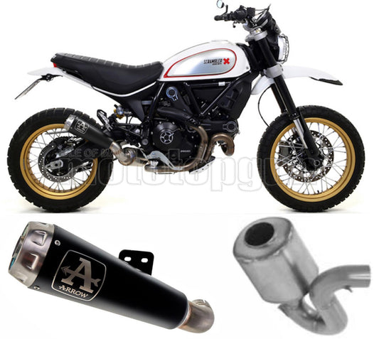 SCARICO OMOLOGATO ARROW PRO-RACE IN NICHROM NERO CON FONDELLO IN INOX COMPATIBILE CON DUCATI SCRAMBLER 800 DESERT SLED 17/20