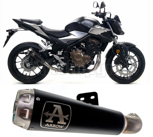 SCARICO OMOLOGATO OPEN ARROW PRO-RACE IN NICHROM NERO CON FONDELLO IN INOX COMPATIBILE CON HONDA CB 500 F 19/20