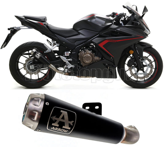 SCARICO OMOLOGATO OPEN ARROW PRO-RACE IN NICHROM NERO CON FONDELLO IN INOX COMPATIBILE CON HONDA CBR 500 R 19/20