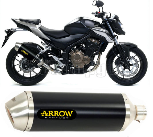 SCARICO OMOLOGATO OPEN ARROW RACE-TECH IN ALLUMINIO NERO CON FONDELLO IN INOX COMPATIBILE CON HONDA CB 500 F 19/20