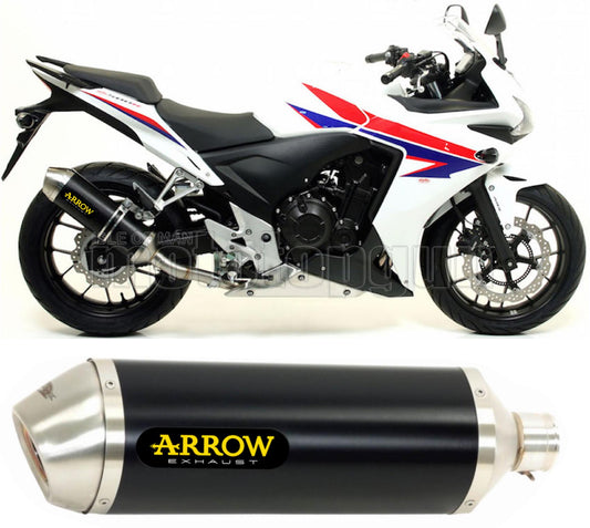 SCARICO COMPLETO OMOLOGATO OPEN ARROW RACE-TECH IN ALLUMINIO NERO CON FONDELLO IN INOX COMPATIBILE CON HONDA CBR 500 R 13/15