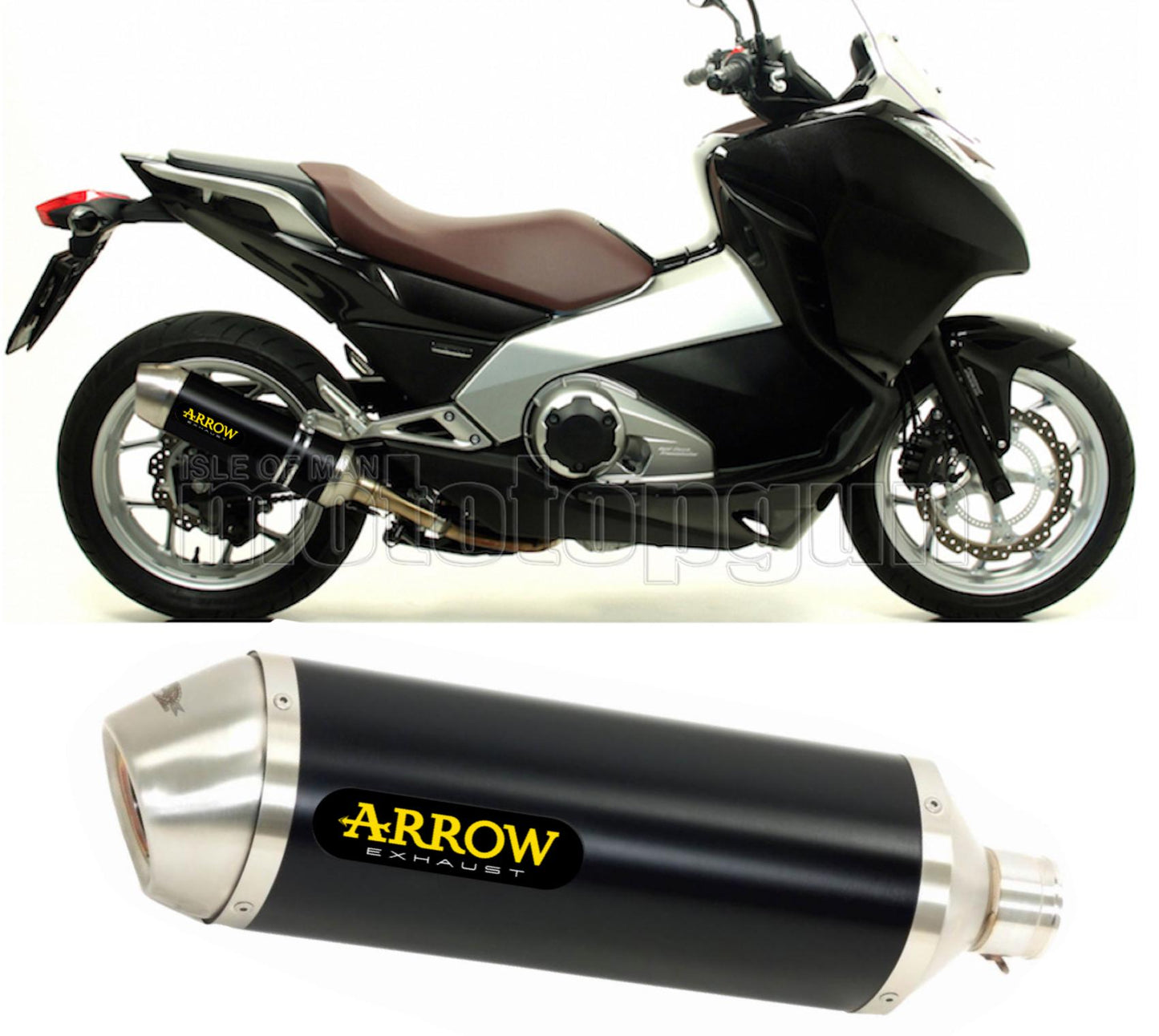SCARICO COMPLETO OMOLOGATO OPEN ARROW RACE-TECH IN ALLUMINIO NERO CON FONDELLO IN INOX COMPATIBILE CON HONDA INTEGRA 700 12/13