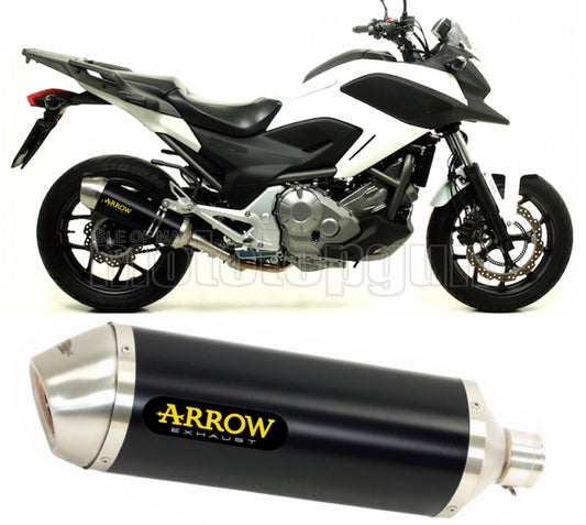 SCARICO COMPLETO OMOLOGATO OPEN ARROW RACE-TECH IN ALLUMINIO NERO CON FONDELLO IN INOX COMPATIBILE CON HONDA NC 700 X 12/13