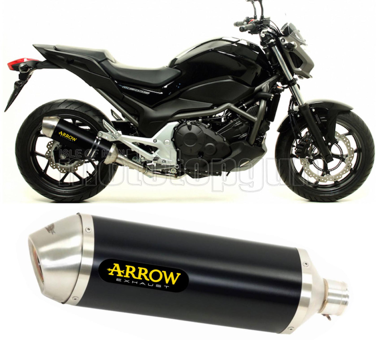 SCARICO COMPLETO OMOLOGATO OPEN ARROW RACE-TECH IN ALLUMINIO NERO CON FONDELLO IN INOX COMPATIBILE CON HONDA NC 750 S 15/20