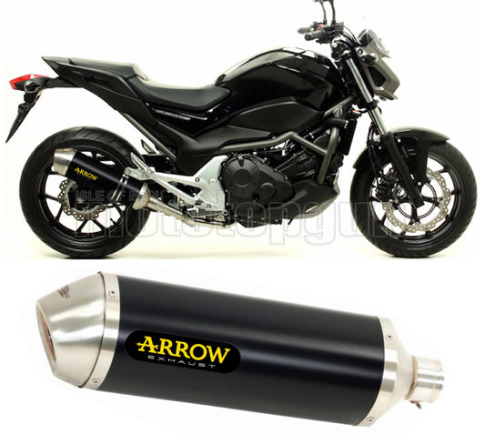 SCARICO COMPLETO OMOLOGATO OPEN ARROW RACE-TECH IN ALLUMINIO NERO CON FONDELLO IN INOX COMPATIBILE CON HONDA NC 750 S 15/20