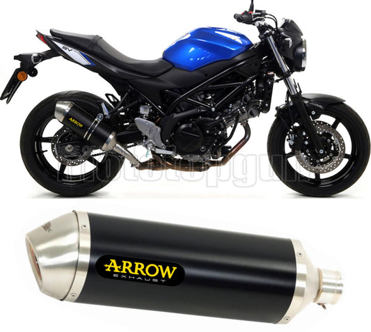 SCARICO OMOLOGATO CATALIZZATO ARROW RACE-TECH IN ALLUMINIO NERO CON FONDELLO IN INOX COMPATIBILE CON SUZUKI SV 650 16/23