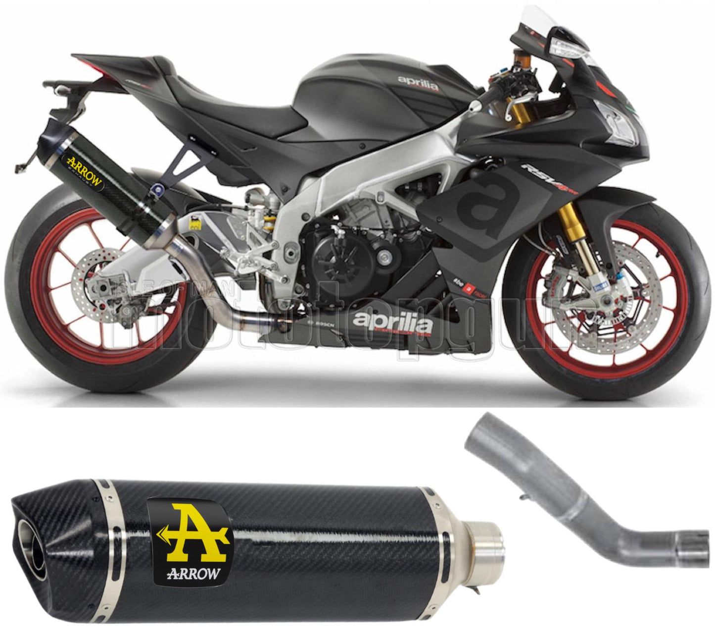 SCARICO COMPLETO OMOLOGATO OPEN ARROW RACE-TECH IN CARBONIO CON FONDELLO IN CARBY COMPATIBILE CON APRILIA RSV4 RSV-4 RR 15/16