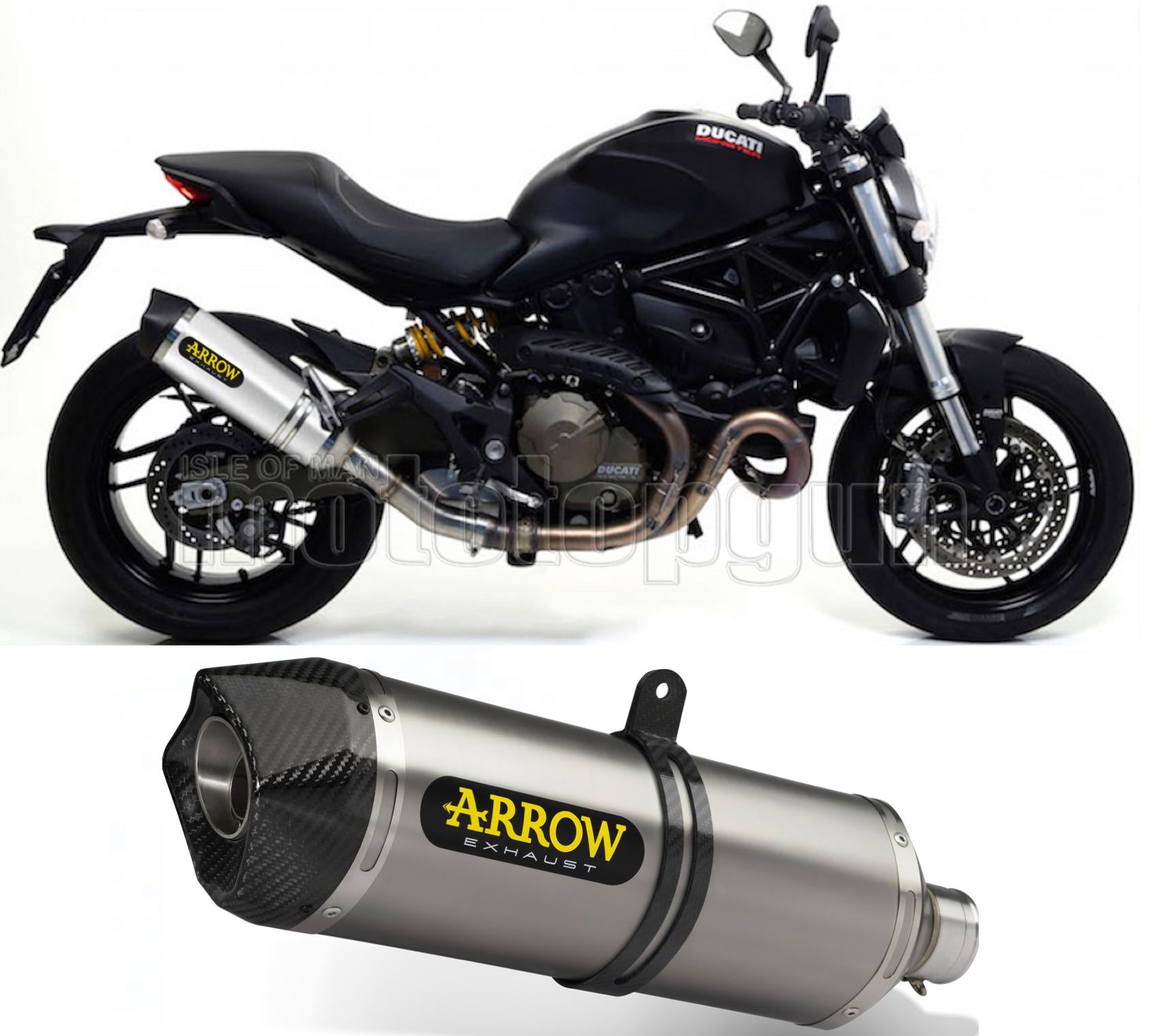 SCARICO COMPLETO OMOLOGATO OPEN ARROW RACE-TECH IN ALLUMINIO CON FONDELLO IN CARBY COMPATIBILE CON DUCATI MONSTER 821 14/16