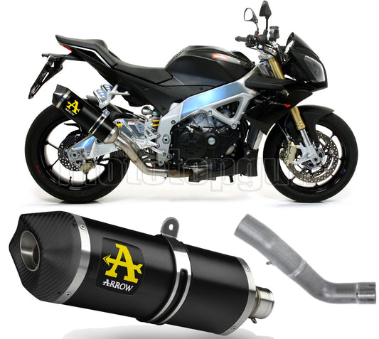 SCARICO COMPLETO OMOLOGATO OPEN ARROW RACE-TECH IN ALLUMINIO NERO CON FONDELLO IN CARBY COMPATIBILE CON APRILIA TUONO V4-R 11/15