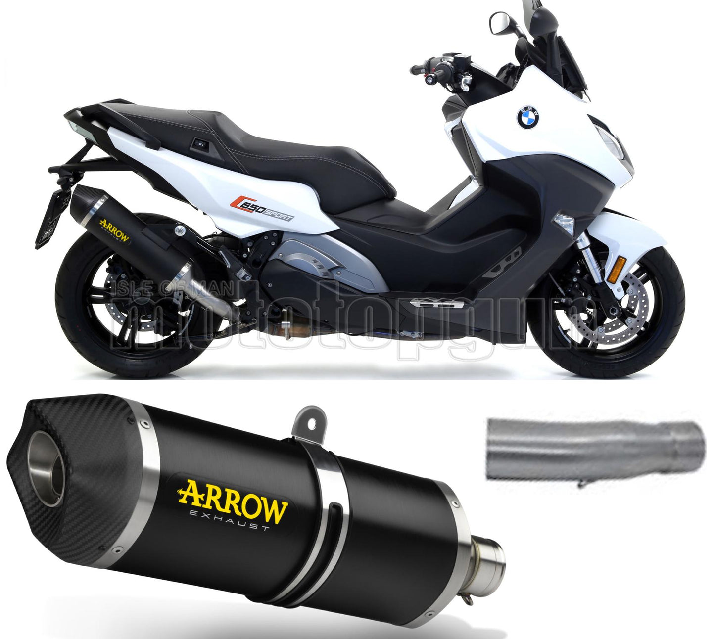 SCARICO OMOLOGATO ARROW RACE-TECH IN ALLUMINIO NERO CON FONDELLO IN CARBY COMPATIBILE CON BMW C650 C 650 SPORT 16/20