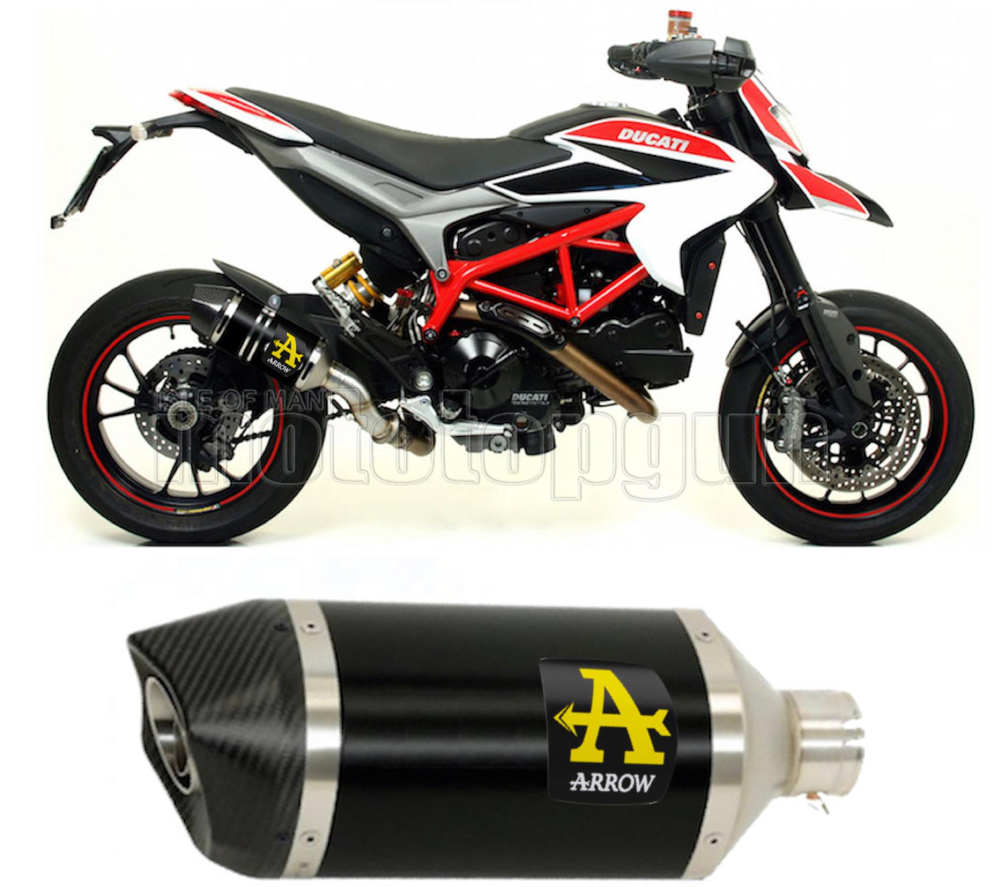 SCARICO COMPLETO OMOLOGATO OPEN ARROW RACE-TECH IN ALLUMINIO NERO CON FONDELLO IN CARBY COMPATIBILE CON DUCATI HYPERSTRADA 939 16/18