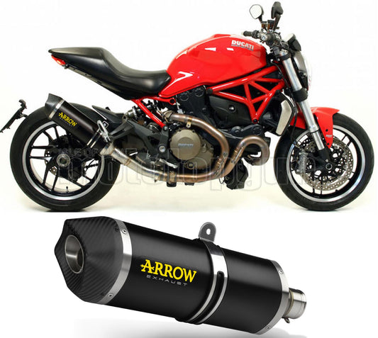 SCARICO COMPLETO OMOLOGATO OPEN ARROW RACE-TECH IN ALLUMINIO NERO CON FONDELLO IN CARBY COMPATIBILE CON DUCATI MONSTER 1200 14/15