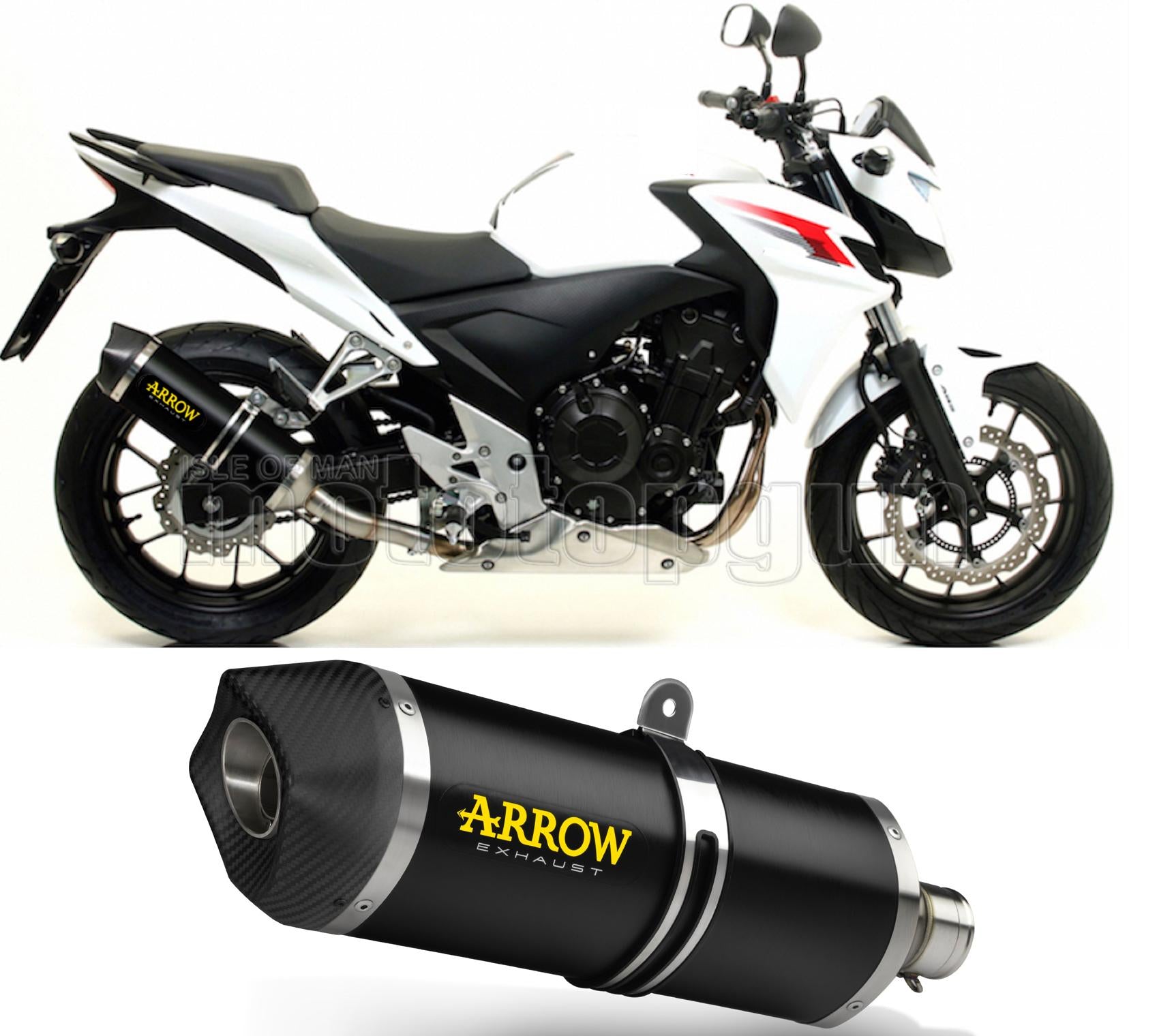 SCARICO COMPLETO OMOLOGATO OPEN ARROW RACE-TECH IN ALLUMINIO NERO CON FONDELLO IN CARBY COMPATIBILE CON HONDA CB 500 F 13/15