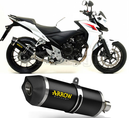 SCARICO COMPLETO OMOLOGATO OPEN ARROW RACE-TECH IN ALLUMINIO NERO CON FONDELLO IN CARBY COMPATIBILE CON HONDA CB 500 F 13/15