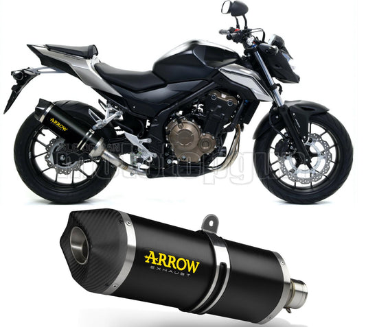 SCARICO COMPLETO OMOLOGATO OPEN ARROW RACE-TECH IN ALLUMINIO NERO CON FONDELLO IN CARBY COMPATIBILE CON HONDA CB 500 F 16/18