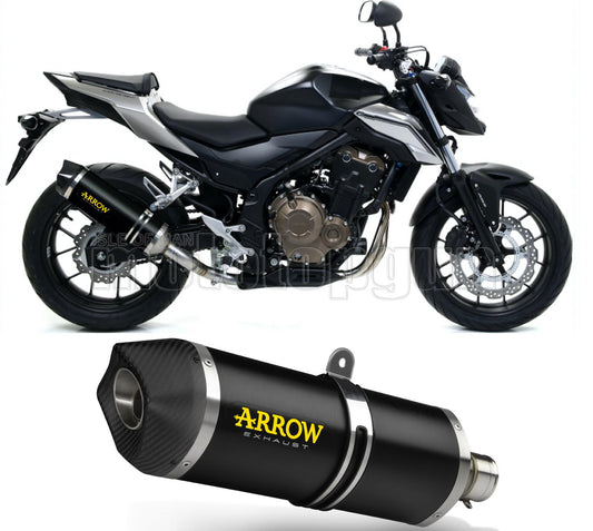 SCARICO OMOLOGATO OPEN ARROW RACE-TECH IN ALLUMINIO NERO CON FONDELLO IN CARBY COMPATIBILE CON HONDA CBR 500 R 19/20