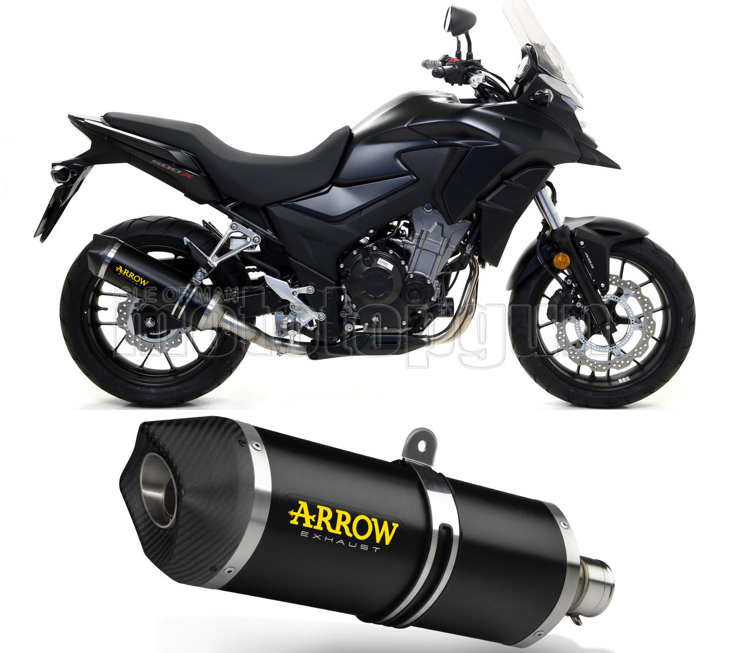 SCARICO OMOLOGATO DOPPIO TERMINALE ARROW RACE-TECH IN ALLUMINIO NERO CON FONDELLO IN CARBY COMPATIBILE CON HONDA CB 500 X 17/18
