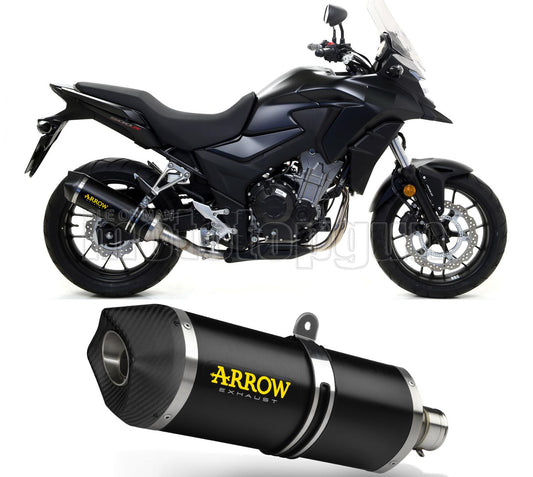 SCARICO OMOLOGATO DOPPIO TERMINALE ARROW RACE-TECH IN ALLUMINIO NERO CON FONDELLO IN CARBY COMPATIBILE CON HONDA CB 500 X 17/18