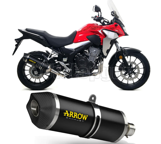 SCARICO OMOLOGATO DOPPIO TERMINALE ARROW RACE-TECH IN ALLUMINIO NERO CON FONDELLO IN CARBY COMPATIBILE CON HONDA CB 500 X 19/20