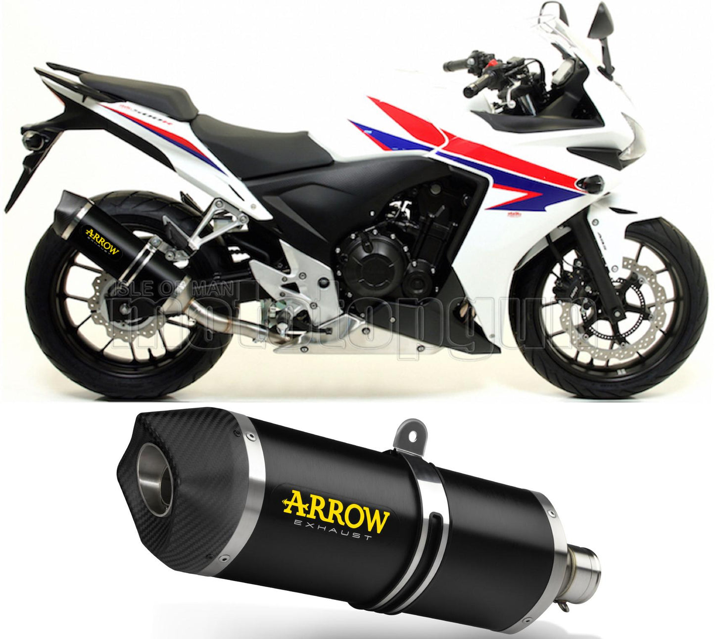 SCARICO COMPLETO OMOLOGATO OPEN ARROW RACE-TECH IN ALLUMINIO NERO CON FONDELLO IN CARBY COMPATIBILE CON HONDA CBR 500 R 13/15