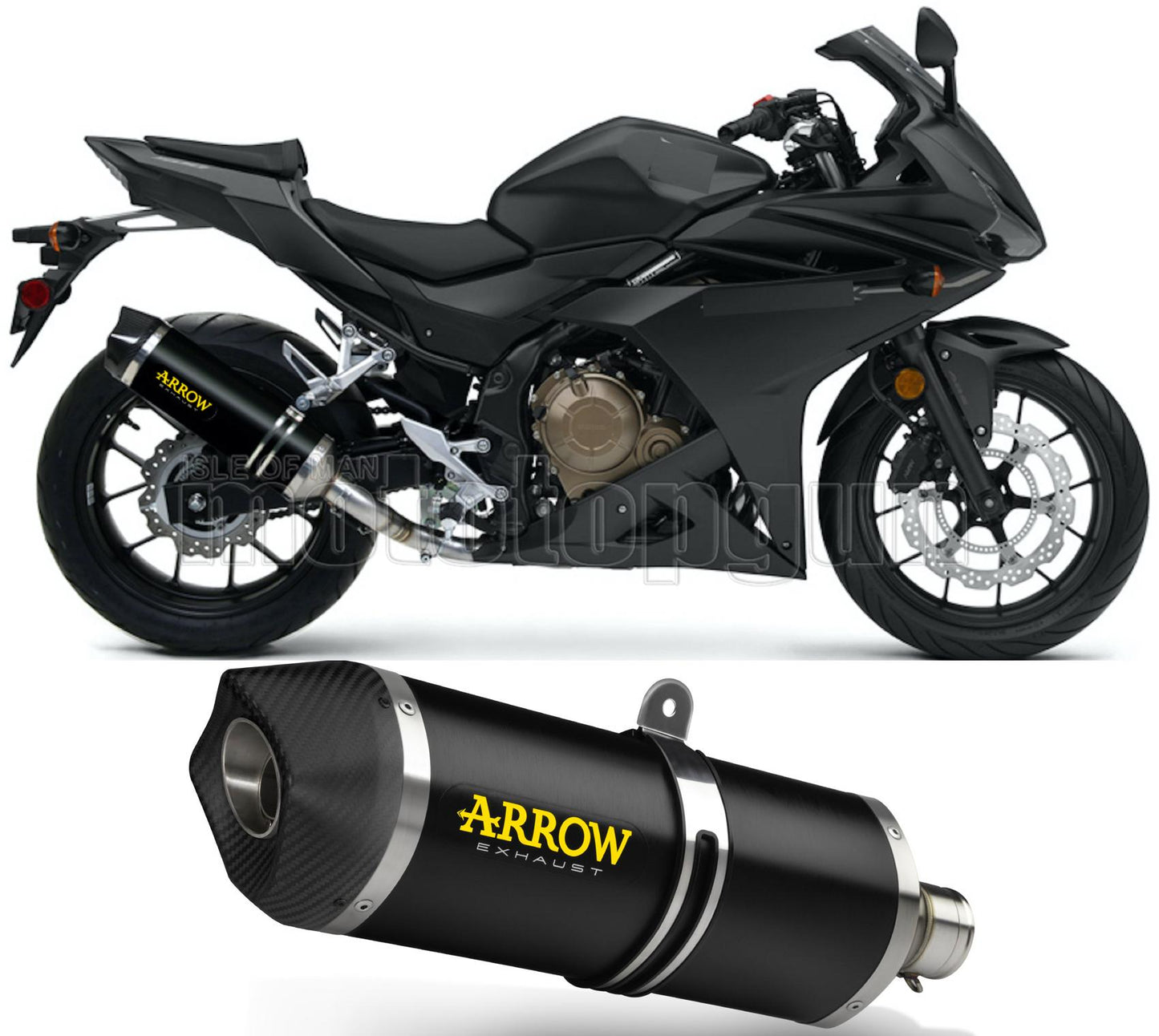 SCARICO COMPLETO OMOLOGATO OPEN ARROW RACE-TECH IN ALLUMINIO NERO CON FONDELLO IN CARBY COMPATIBILE CON HONDA CBR 500 R 16/18