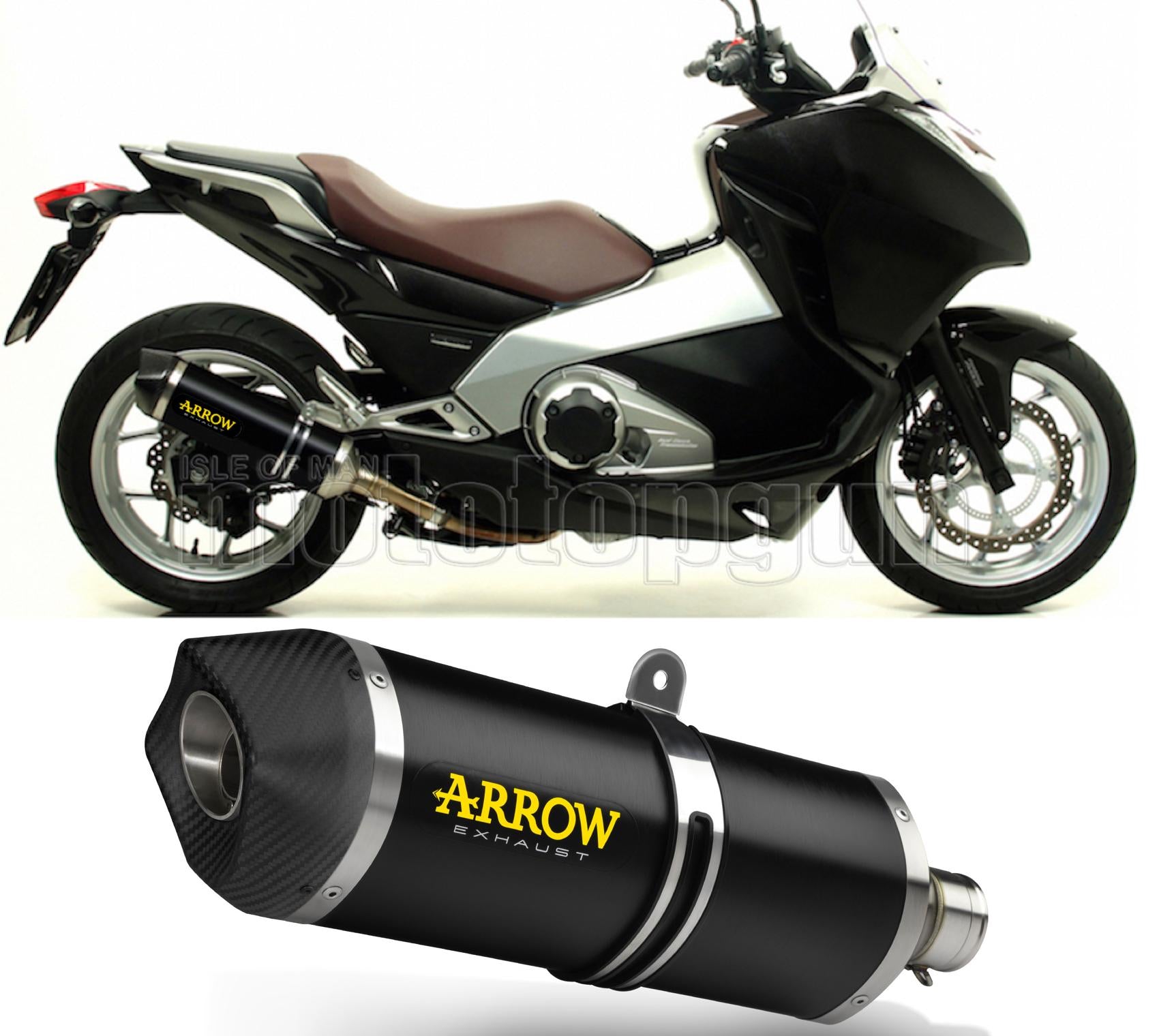 SCARICO COMPLETO OMOLOGATO OPEN ARROW RACE-TECH IN ALLUMINIO NERO CON FONDELLO IN CARBY COMPATIBILE CON HONDA INTEGRA 700 12/13