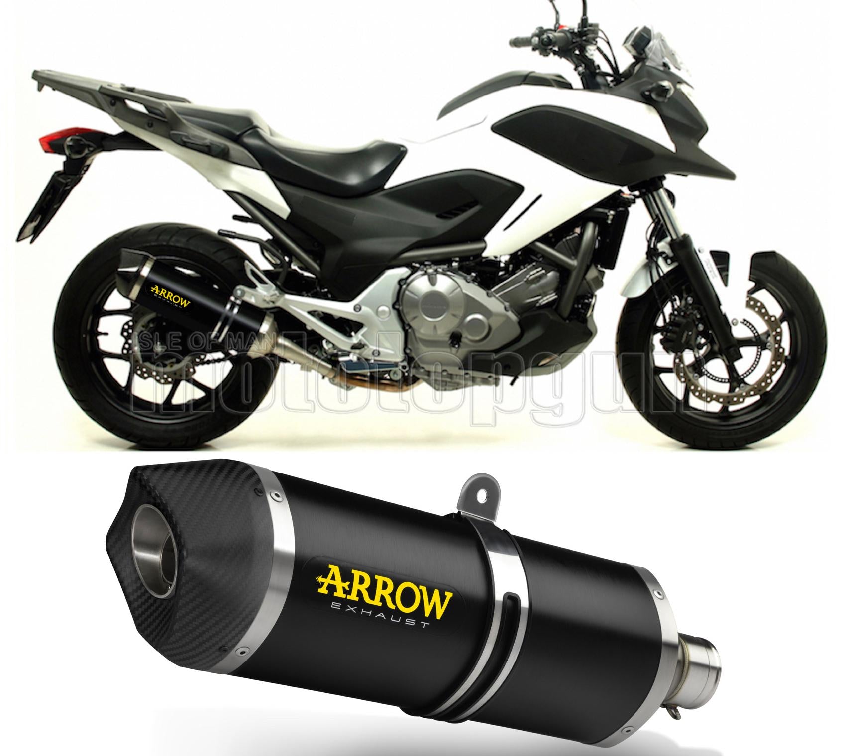 SCARICO COMPLETO OMOLOGATO OPEN ARROW RACE-TECH IN ALLUMINIO NERO CON FONDELLO IN CARBY COMPATIBILE CON HONDA NC 750 X 14/20