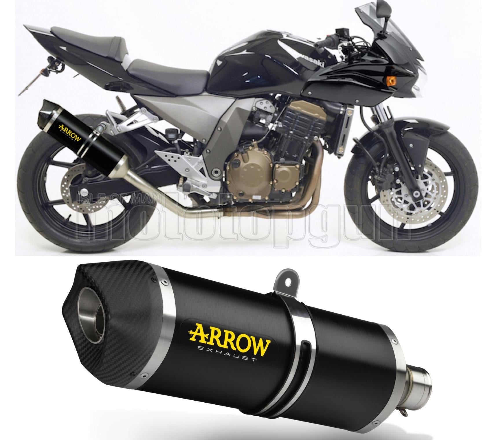 SCARICO COMPLETO OMOLOGATO OPEN ARROW RACE-TECH IN ALLUMINIO NERO CON FONDELLO IN CARBY COMPATIBILE CON KAWASAKI Z750 Z-750 S 05/06