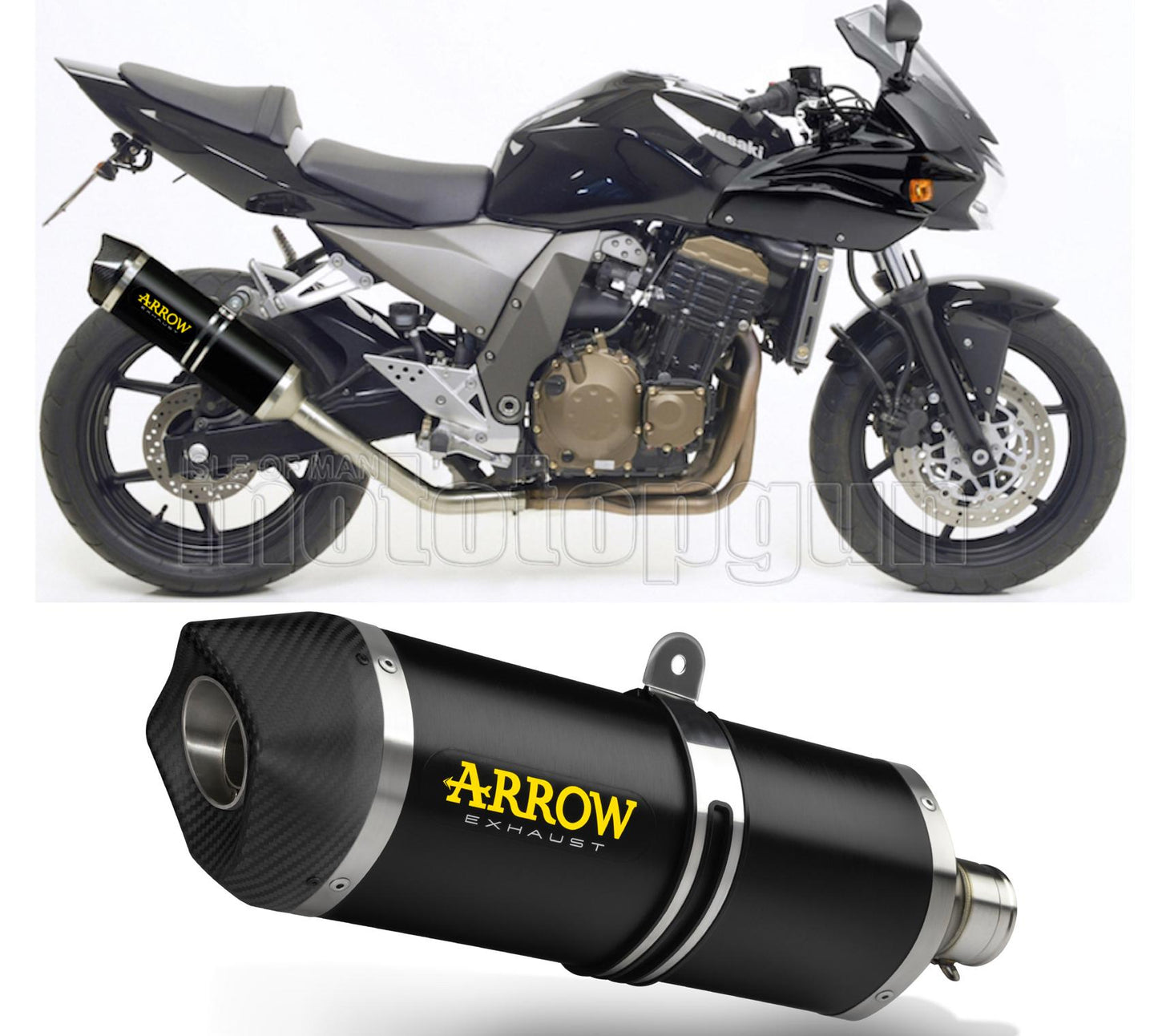 SCARICO COMPLETO OMOLOGATO OPEN ARROW RACE-TECH IN ALLUMINIO NERO CON FONDELLO IN CARBY COMPATIBILE CON KAWASAKI Z750 Z-750 S 05/06