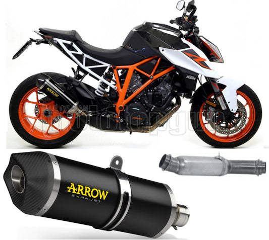 SCARICO COMPLETO RACE + DBKILLER ARROW RACE-TECH IN ALLUMINIO NERO CON FONDELLO IN CARBY COMPATIBILE CON KTM 1290 SUPERDUKE 17/19